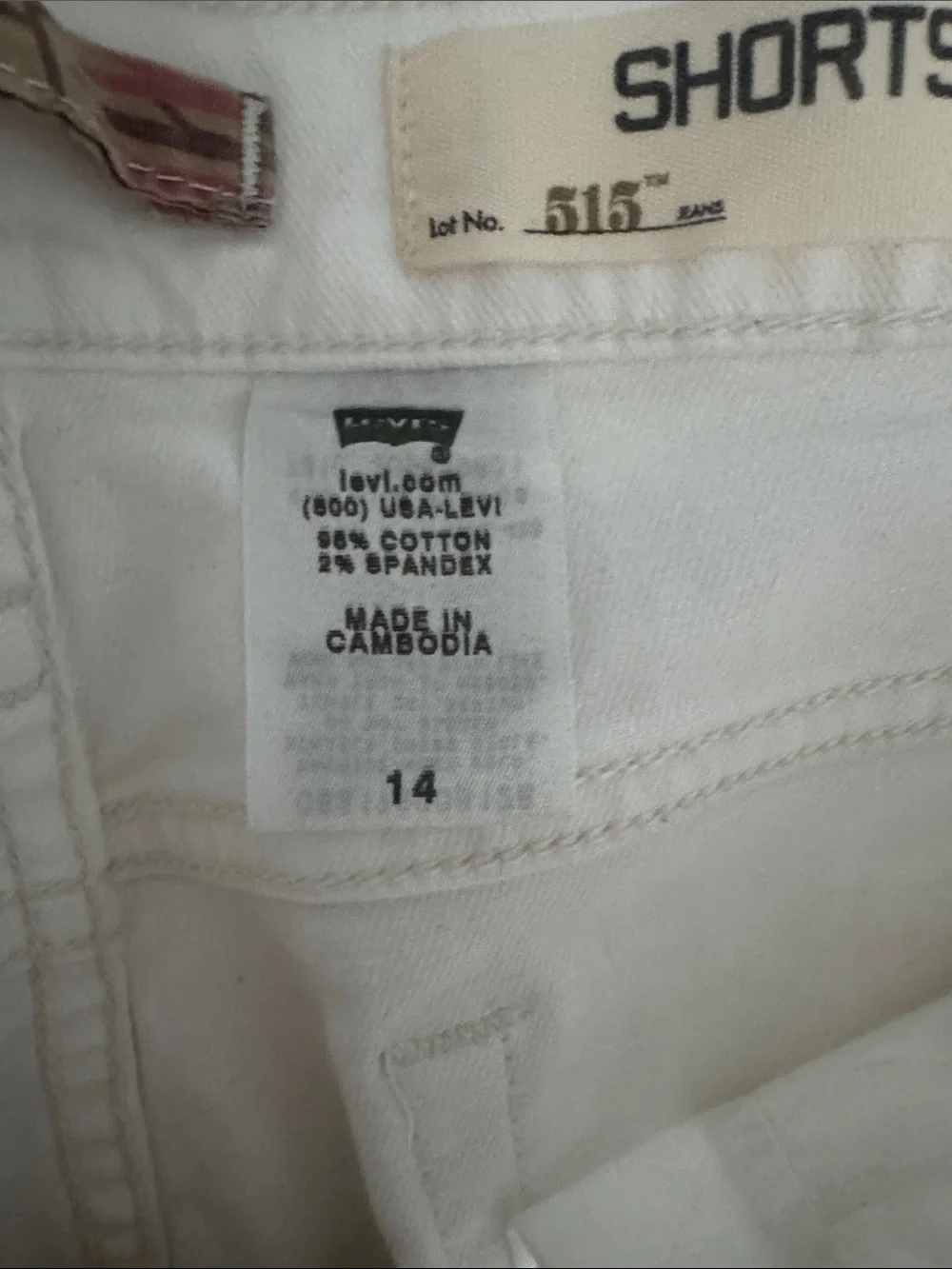 Levi’s 515 White Denim Cuffed Shorts Excellent Condition High Rise Sz 14